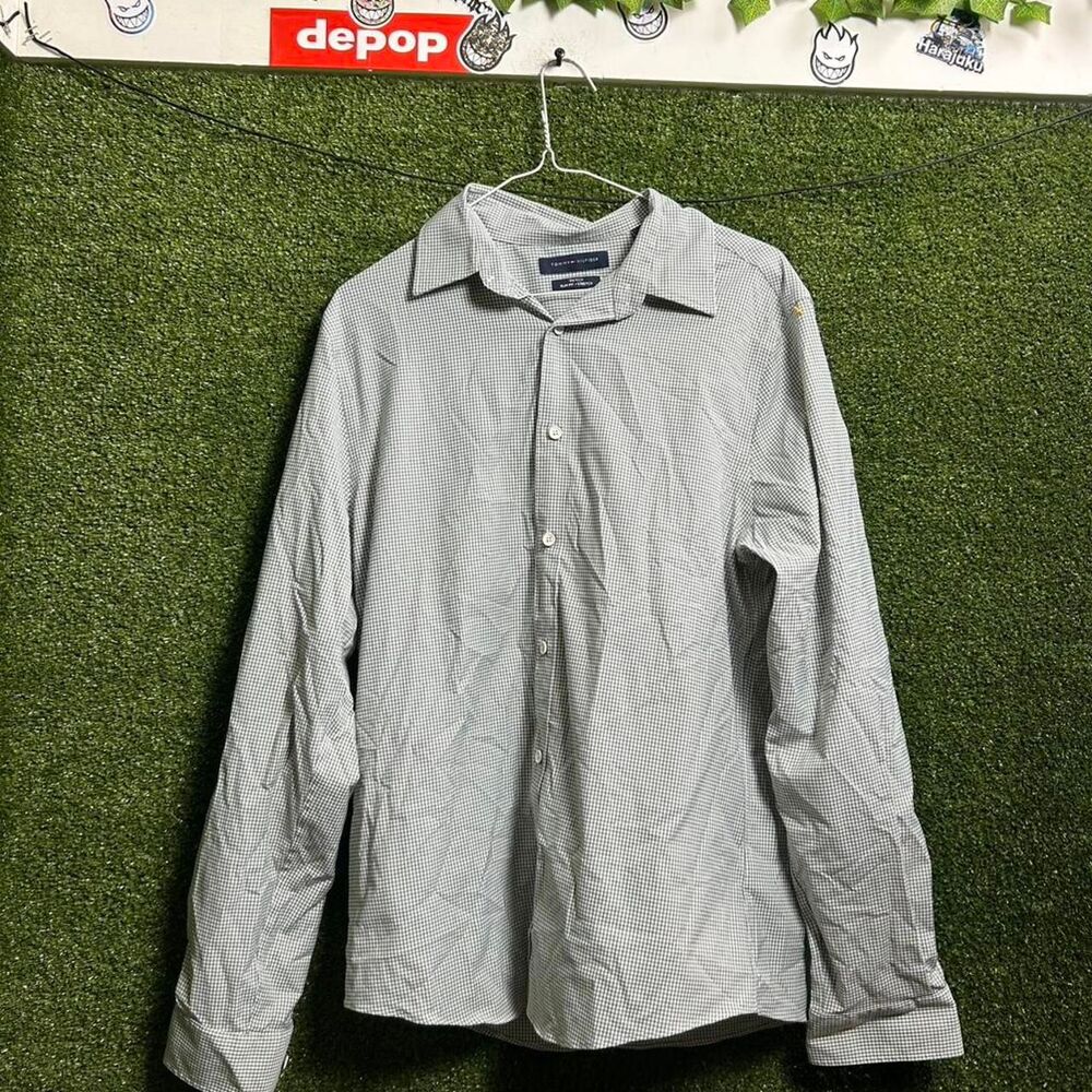 Tommy-hilfiger Men's Grey and Silver Shirt